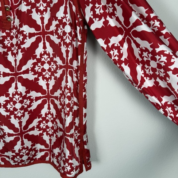 Elizabeth McKay Elephants Dancing Silk Blouse‎ Womens 12 Preppy Quiet Luxury - Picture 3 of 11